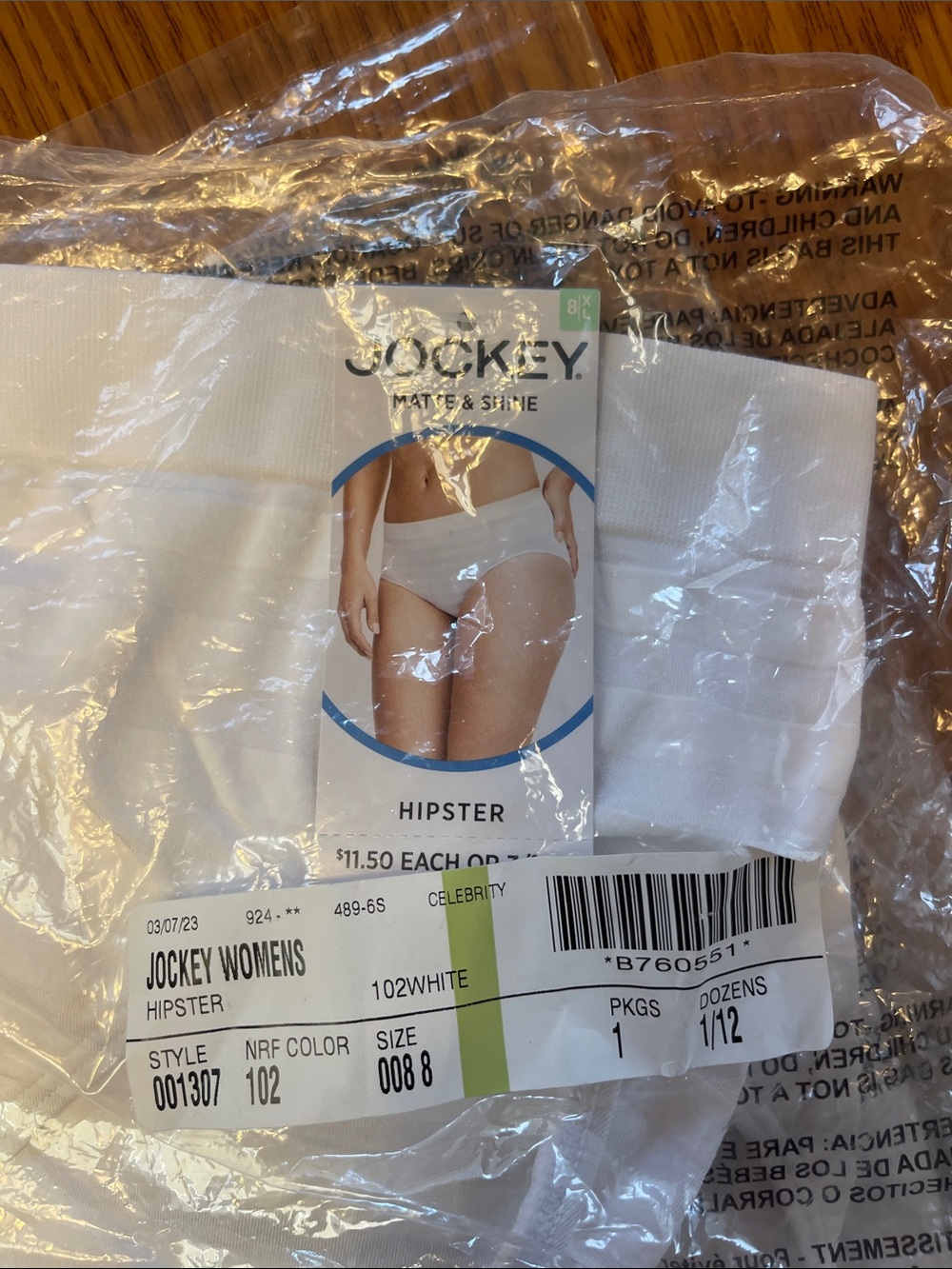 3-pack deal- Jockey Women's White Hipster Briefs - White Size 8 XL. Listing A5